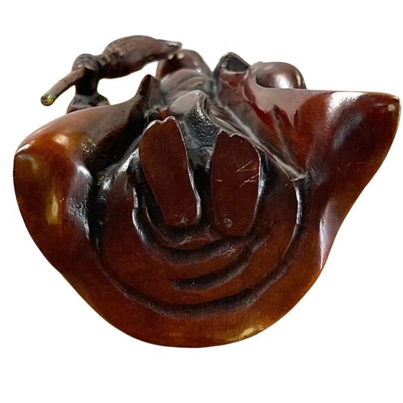 Vintage Japanese Noh Theater Bronze Uba Takasago Woman Figure w/ Broom 7" - Picture 8 of 9